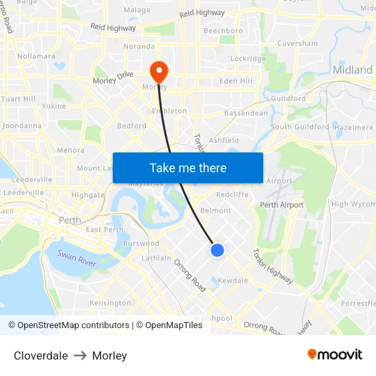 Cloverdale to Morley map