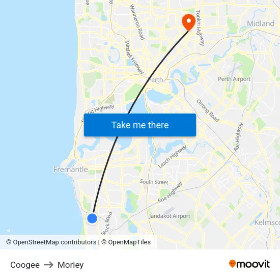 Coogee to Morley map