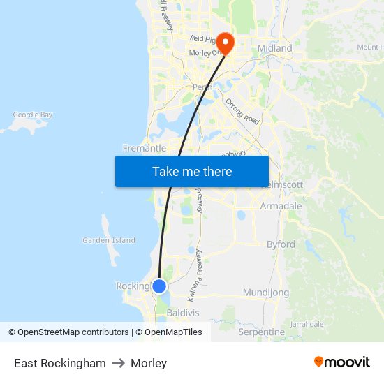 East Rockingham to Morley map