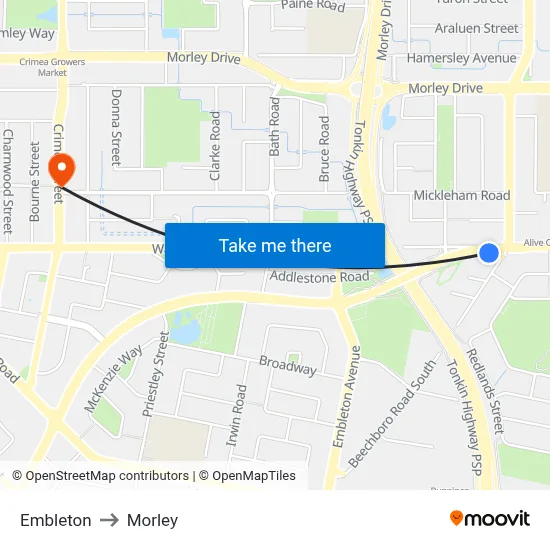 Embleton to Morley map