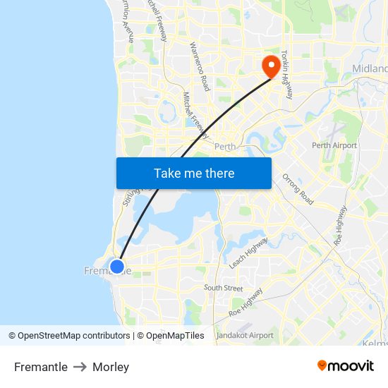 Fremantle to Morley map