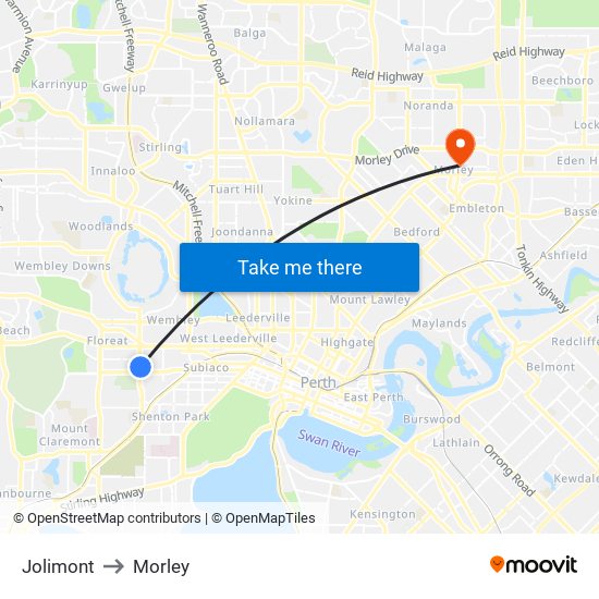 Jolimont to Morley map