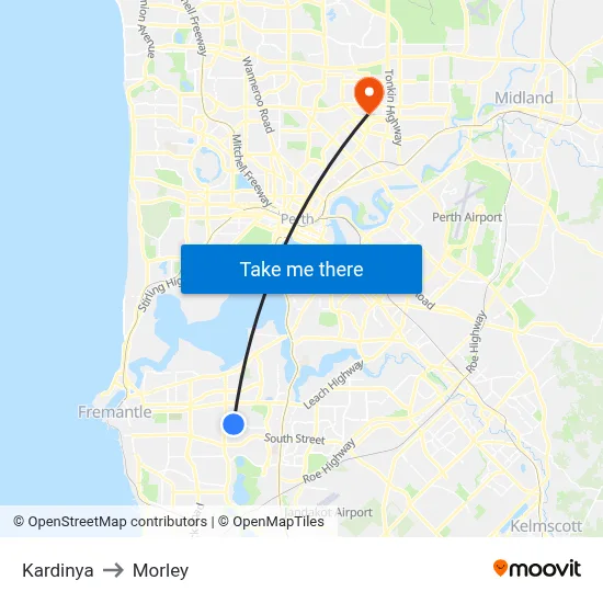 Kardinya to Morley map