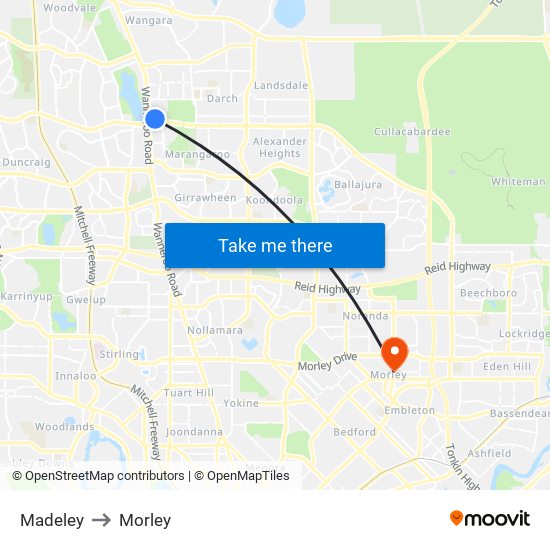 Madeley to Morley map