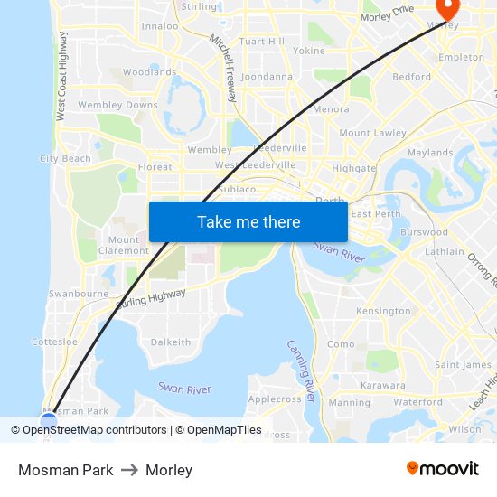 Mosman Park to Morley map