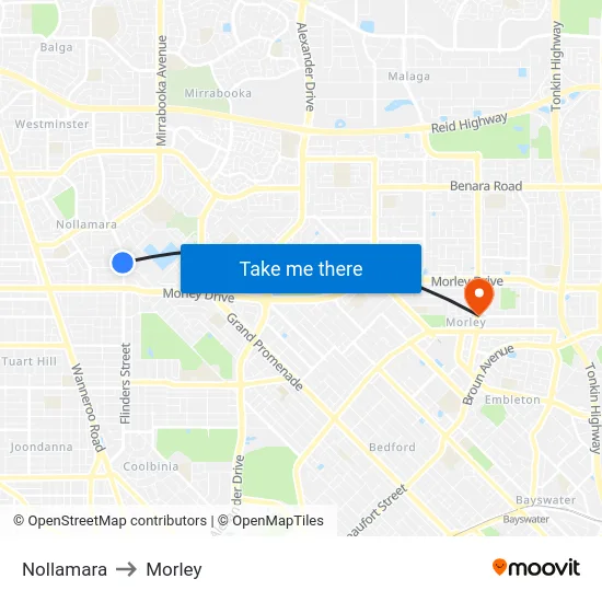 Nollamara to Morley map