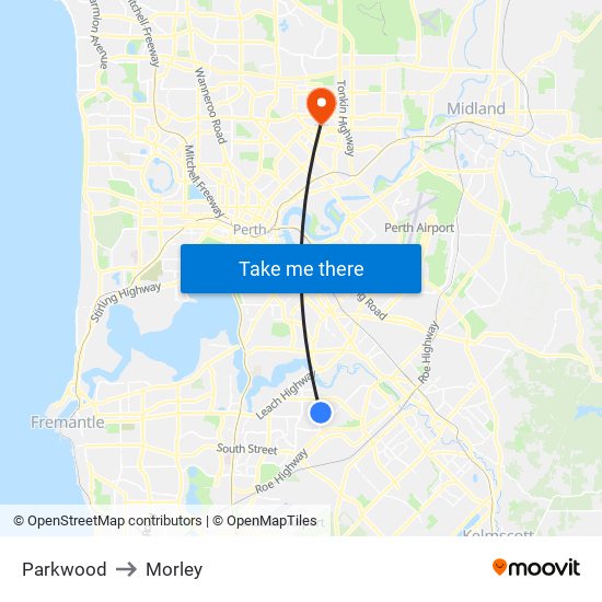 Parkwood to Morley map