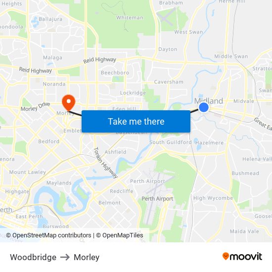 Woodbridge to Morley map