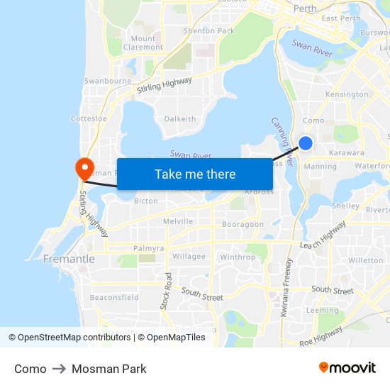 Como to Mosman Park map