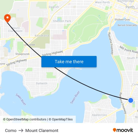 Como to Mount Claremont map