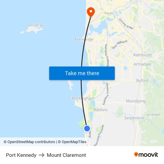 Port Kennedy to Mount Claremont map