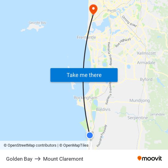 Golden Bay to Mount Claremont map