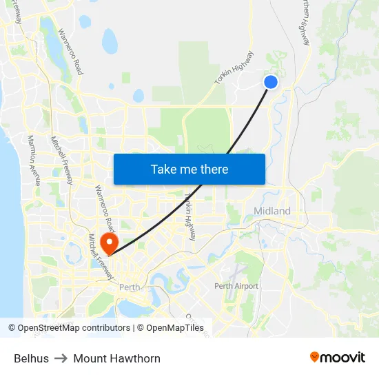 Belhus to Mount Hawthorn map