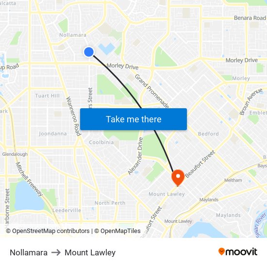 Nollamara to Mount Lawley map