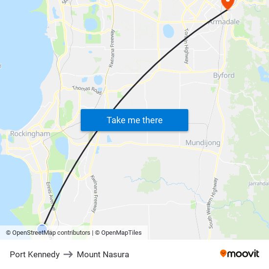 Port Kennedy to Mount Nasura map