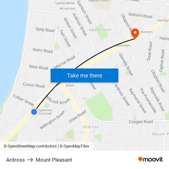 Ardross to Mount Pleasant map