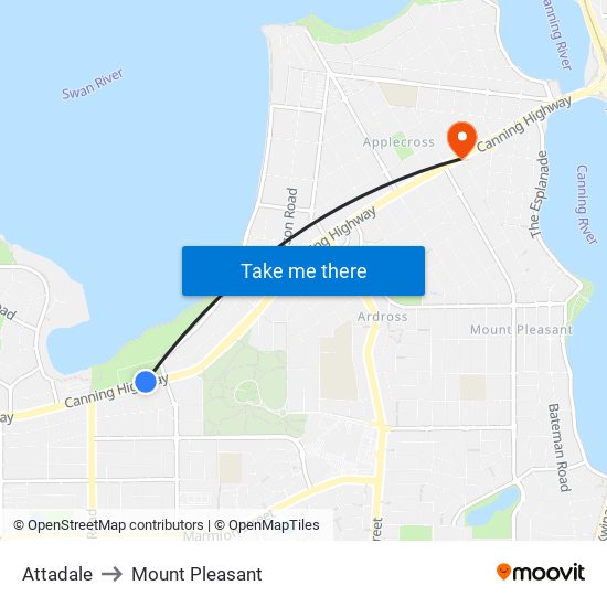 Attadale to Mount Pleasant map