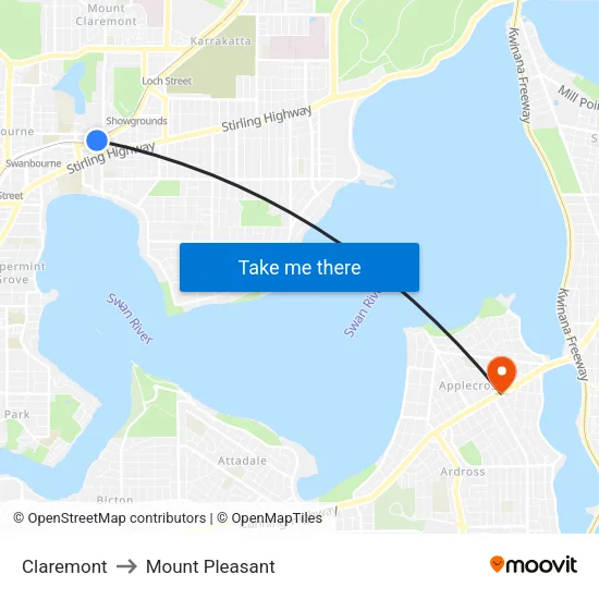 Claremont to Mount Pleasant map