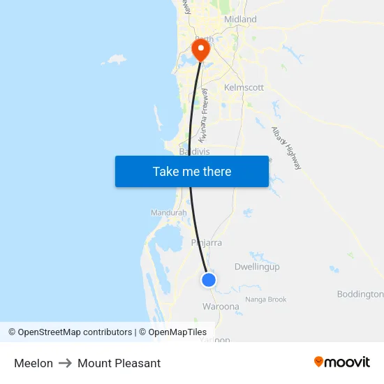 Meelon to Mount Pleasant map