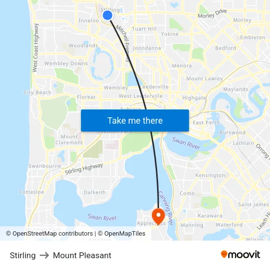 Stirling to Mount Pleasant map