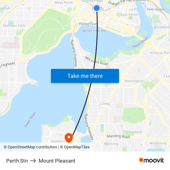 Perth Stn to Mount Pleasant map