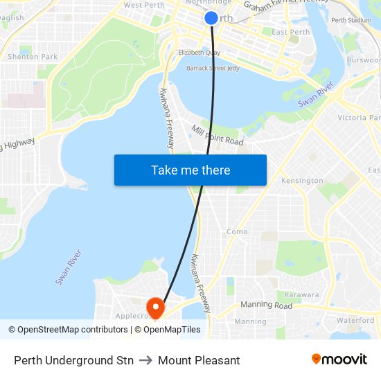 Perth Underground Stn to Mount Pleasant map