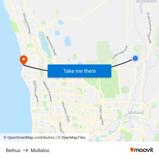 Belhus to Mullaloo map