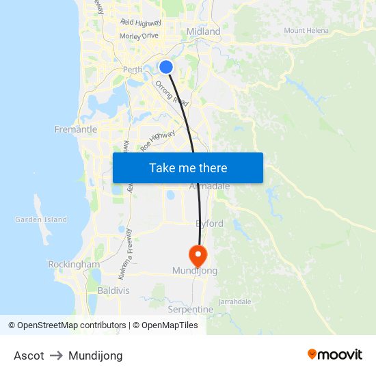 Ascot to Mundijong map