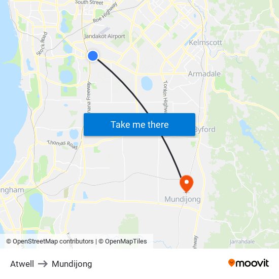 Atwell to Mundijong map