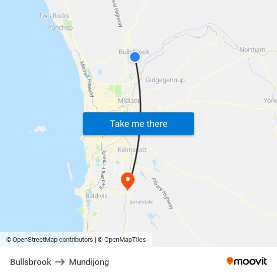 Bullsbrook to Mundijong map