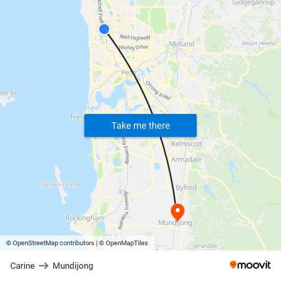 Carine to Mundijong map