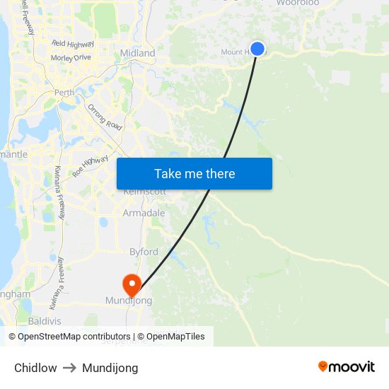 Chidlow to Mundijong map