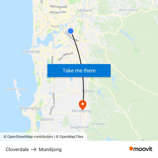 Cloverdale to Mundijong map