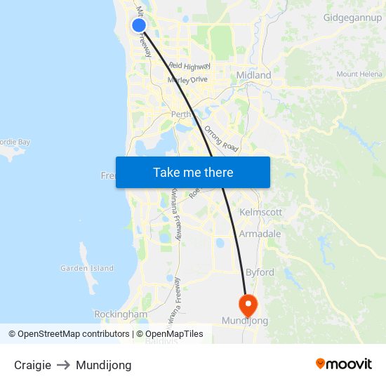 Craigie to Mundijong map