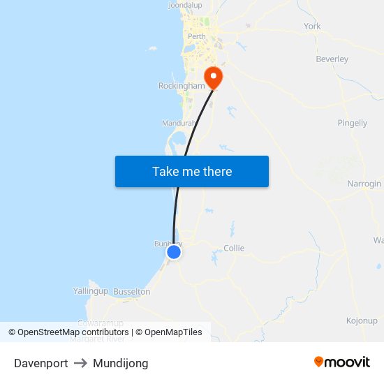 Davenport to Mundijong map