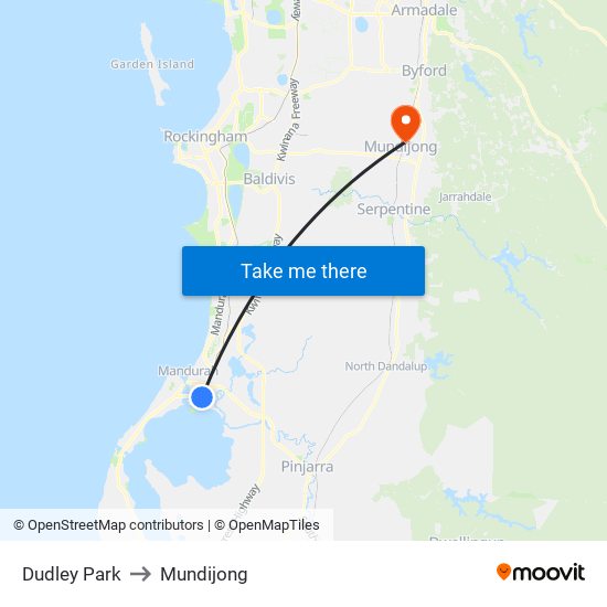 Dudley Park to Mundijong map