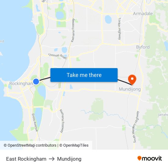 East Rockingham to Mundijong map