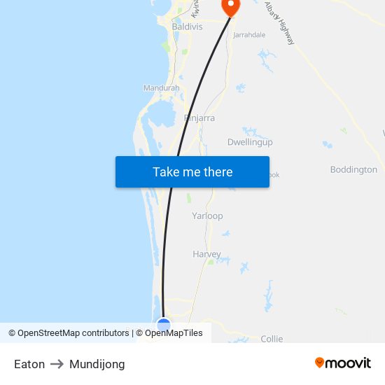 Eaton to Mundijong map