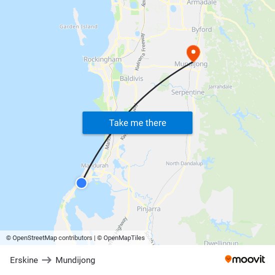 Erskine to Mundijong map