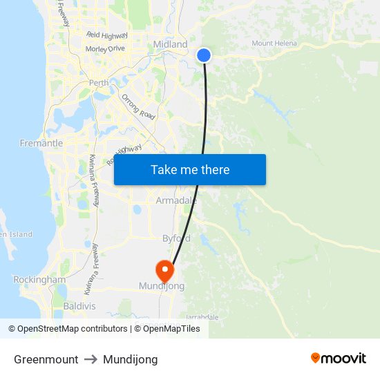 Greenmount to Mundijong map