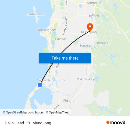 Halls Head to Mundijong map