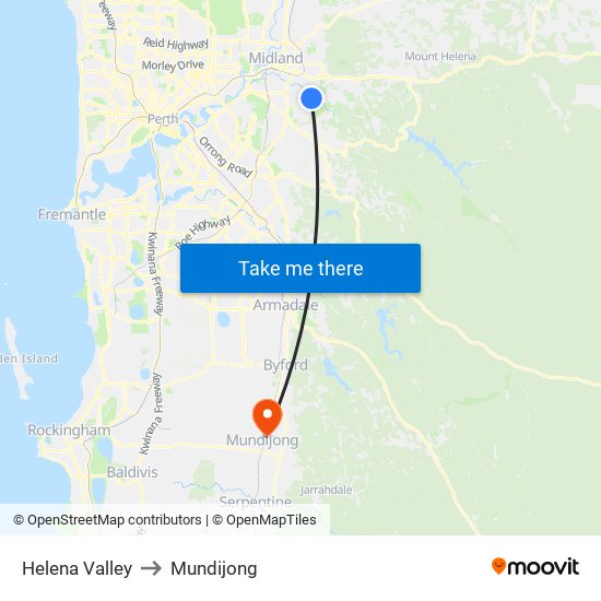 Helena Valley to Mundijong map
