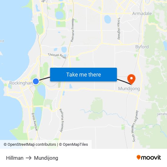 Hillman to Mundijong map