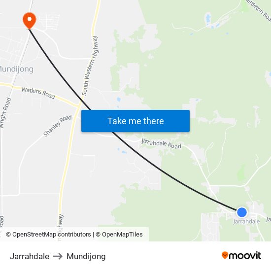 Jarrahdale to Mundijong map