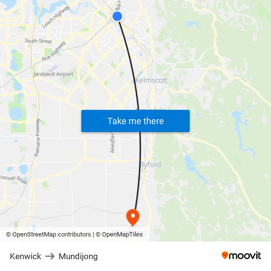 Kenwick to Mundijong map