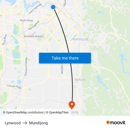 Lynwood to Mundijong map