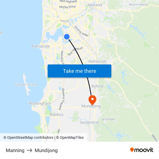 Manning to Mundijong map