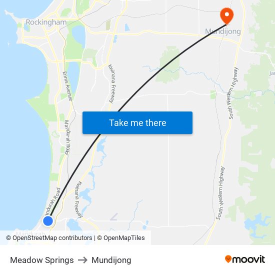 Meadow Springs to Mundijong map