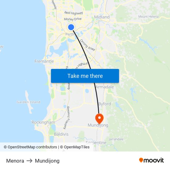 Menora to Mundijong map