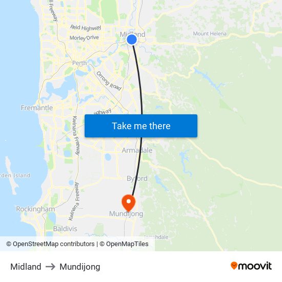 Midland to Mundijong map